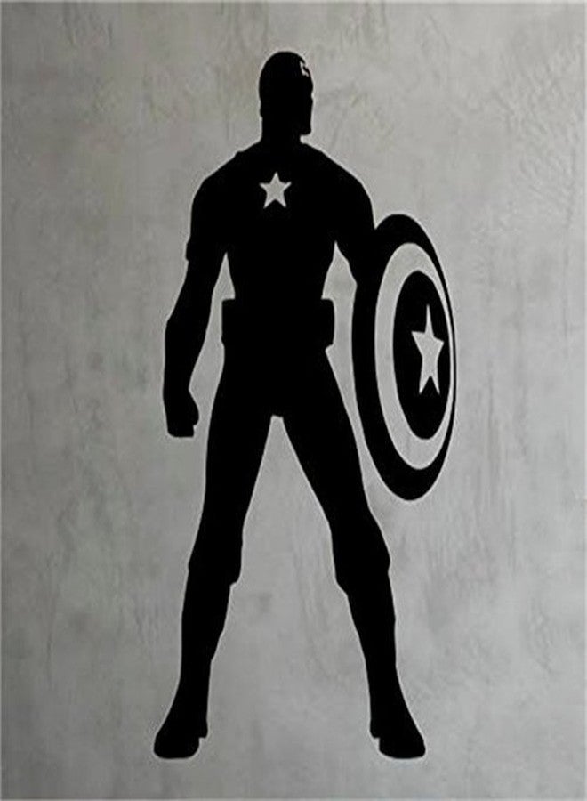 ARWY Hero Wall Sticker Cartoon Captain America Shield Wall Vinyl Decal Comics Super Hero Sticker Black Standard Size